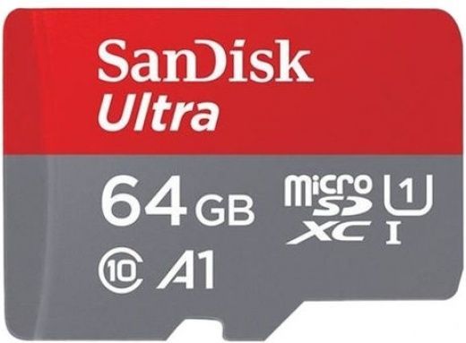 Карта памяти 64GB SANDISK ULTRA microSDXC + SD Adapter  100MB/s A1 Class 10 UHS-I - Imaging Packaging SDSQUAR-064G-GN6IA, Универсальная карта памяти в комплекте с адаптерами, позволяющим использовать ее в любых устройствах совместимых с SD card,