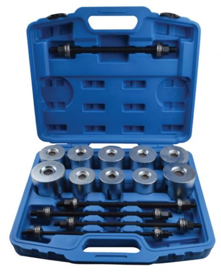 Набор для замены сайлентблоков, втулок и подшипников 27 предметов(М10,12,14,16;Ø внутр:34-72мм шаг 2мм+75,80мм; Øнаруж: 44-82мм шаг 2мм+85,90мм)в кейсе ROCKFORCE RF-933T2 26376