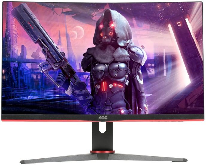 Изогнутый Профессиональный Игровой Монитор 23,6" AOC C24G2AE/BK VA 165Hz 1ms 250cd/m 178/178 Curved 1500R 3000:1 80млн:1 2xHDMI 1xD-SUB 2x2W Black/Red