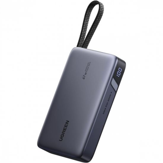 Пауэрбанк UGREEN PB550 55996B 20000mAh 67W 1C1A Power Bank with 1*67W Built-in Cable