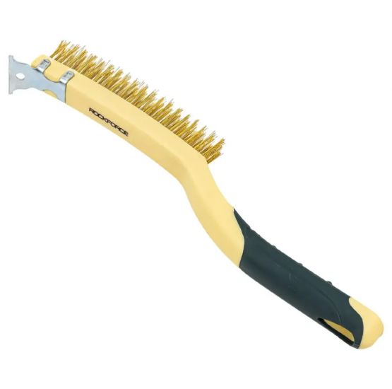 Щетка по металлу ручная в пластиковом корпусе с прорезиненной рукояткой (металлический скребок-40мм, 17449       RF-340122313