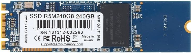 Твердотельный накопитель 240GB SSD AMD RADEON R5 M.2 2280 SATA3 R530Mb/s, W450MB/s R5M240G8