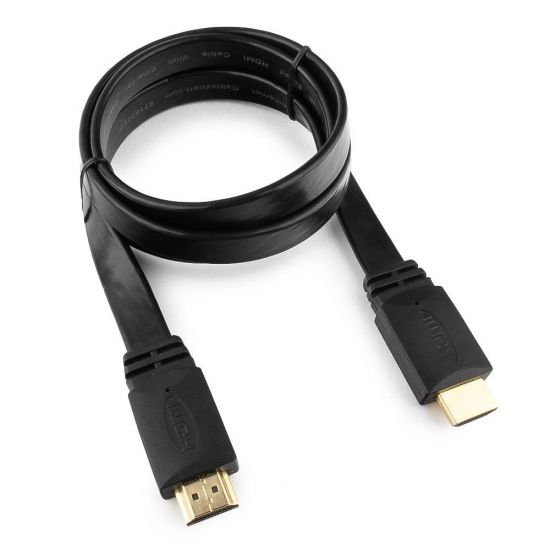 Кабель HDMI Cablexpert CC-HDMI4F-1M, 1м, v2.0, 19M/19M, плоский кабель, черный, позол.разъемы, экран