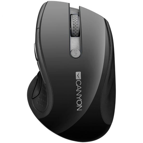 CANYON MW-01 2.4GHz wireless mouse with 6 buttons, optical tracking - blue LED, DPI 1000/1200/1600, Black pearl glossy, 113x71x39.5mm, 0.07kg