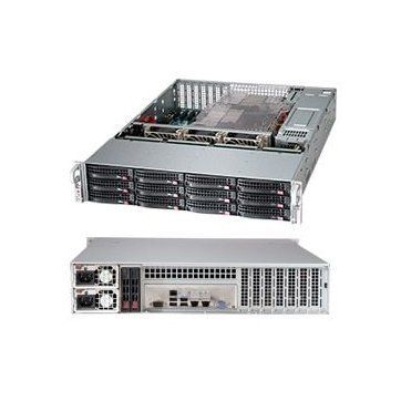 Supermicro Server Chassis CSE-826BE1C-R920LPB, 2U, MB E-ATX 13.68x13, ATX 12x13, 12x10, 12x3.5 hot swap SAS3/SATA, SAS3 12Gbps single-expander backplane, optional 2x2.5 hot-swap drive bay (MB 12''x13'' max), 1 1 920W RPS 7xLP/FL slots, 3xFan, Rails