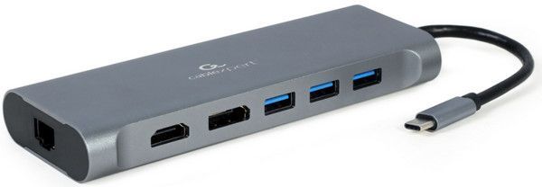 Конвертер Cablexpert USB Type-C 8-in-1 multi-port adapter (USB 3.0,HDMI,VGA,PD, card reader,LAN,3.5 mm audio), space grey (A-CM-COMBO8-01)