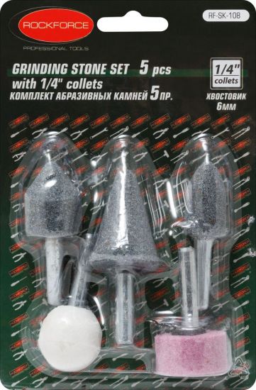 Набор камней абразивных, 5 предметов(хвостовик 6мм), в блистере ROCKFORCE RF-SK-108 26136
