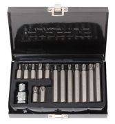 Набор бит TORX с битодержателем,15пр. 1/2"(L: 30/75мм; Т20,Т25,Т30,Т40,Т45,Т50,Т55) 27197       F-4156(C)