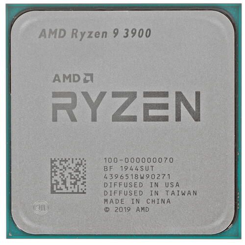 Процессор AMD Ryzen 9 3900 3,1Гц (4,3ГГц Turbo) AM4 12/24 L2 6Mb L3 64Mb 65W OEM