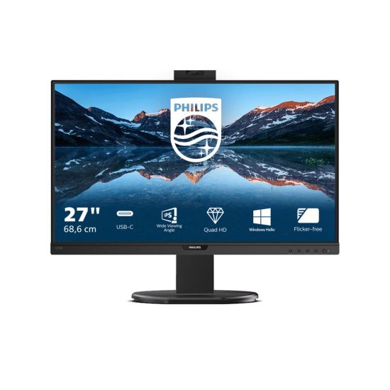 Монитор 27" PHILIPS 276B9H/00 IPS 2560x1440 75Hz 4мс 350кд/м 1000:1 50млн:1 Угол обзора 178/178 1xDP 1xHDM USB-C 3.2 2x2W WEB Камера Черный Кабель HDMI, кабель DP, кабель USB-C на C/A, кабель питания