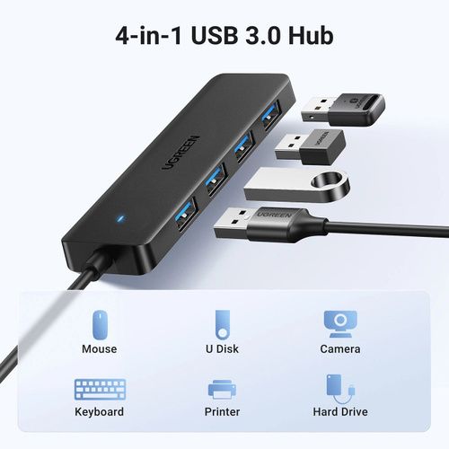 HUB UGREEN CM219 25851 USB 3.0 A 4 Ports Black  0.15M