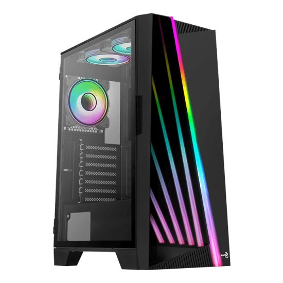 Компьютерный корпус Aerocool Mirage-G-BK-v2, ATX/Micro ATX, USB 2*3.0/1*2.0,HD-Audio+Mic, Кулер 3*12см ARGB, Без Б/П