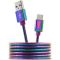 CANYON UC-7 Type C USB 2 standard cable, Power output 5V/9V 2A, OD 3.8mm, metal shell, cable length 1.2m, Rainbow, 14*6*1000mm, 0.04kg