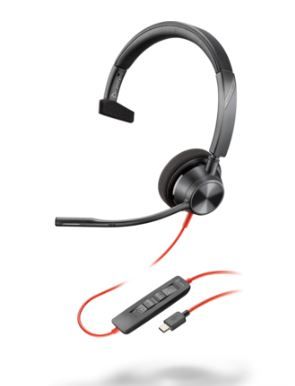 Наушники Poly Blackwire 3310 Monaural USB-C Headset  USB-C/A Adapter (8X215AA)