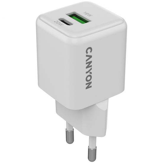 CANYON charger CU20AC GaN 20W 1xPD 1xQC EU White CANYON charger CU20AC GaN 20W 1xPD 1xQC EU White