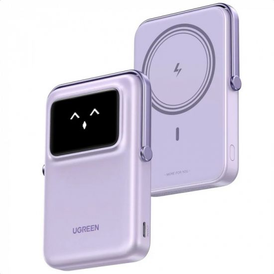 Пауэрбанк UGREEN PB572 45328 10000mAh mini Magnetic Robot Wls 20W(7.5W) USB-C With Hoder Purple