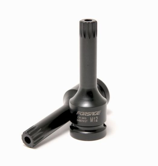 Головка-бита SPLINE глубокая ударная1/2", M10 с отверстием Forsage F-24807810T 47203