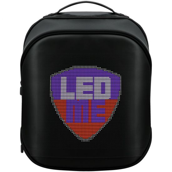 LEDme backpack, animated backpack with LED display, Nylon TPU material, Dimensions 42*31.5*20cm, LED display 64*64 pixels, black
