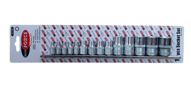 Набор головок E-профиль 14 предметов 1/4"&3/8"&1/2"(1/4":E4-Е8, 3/8":Е10-Е12, Е14; 1/2":Е16,Е18,Е20,Е22,E24),на планке ROCKFORCE RF-4158 11711