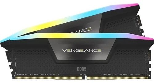 Corsair DDR5, 6200MT/s 32GB 2x16GB DIMM, Unbuffered, 36-39-39-76, STD PMIC, XMP 3.0, VENGEANCE RGB DDR5 Black Heatspreader, Black PCB, 1.3V