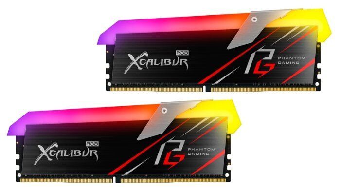 Оперативная память c RGB подсветкой KIT 16Gb (2x8Gb) 3600MHz ASRock (TEAMGROUP) XCALIBUR PHANTOM Gaming RGB DDR4 CL-18-20-20-44 1,35V XCALIBUR PG BLACK UD-D4 Aluminium TF8D416G3600HC18EDC01, (В упаковке - 2 шт,),