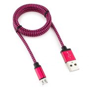 Кабель USB 2 Cablexpert CC-mUSB2pe1m, USB-MicroUSB, 1м, нейлоновая оплетка, алюм разъ, фиол