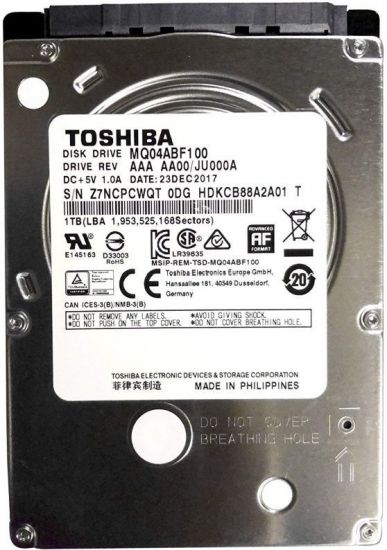 Жесткий диск для ноутбука 1Tb TOSHIBA L200 SATA3 8Mb 2.5" 5400rpm Толщина 7мм MQ04ABF100