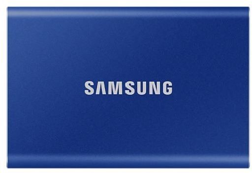 Внешний SSD  1000Gb Samsung  T7 USB 3.2 Gen.2 (10 Гбит/c) Аппаратное AES 256-битное шифрование,  Цвет: Indigo Blue, MU-PC1T0H/WW
