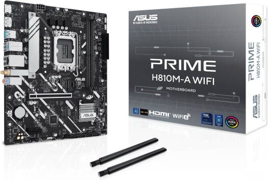Материнская плата ASUS PRIME H810M-A WIFI, LGA1851 H810 2xDDR5 4xSATA 2xM.2 HDMI DP USB-C mATX