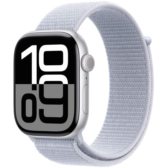 Apple Watch Series 10 GPS 42mm Silver Aluminium Case with Blue Cloud Sport Loop,Model A2997