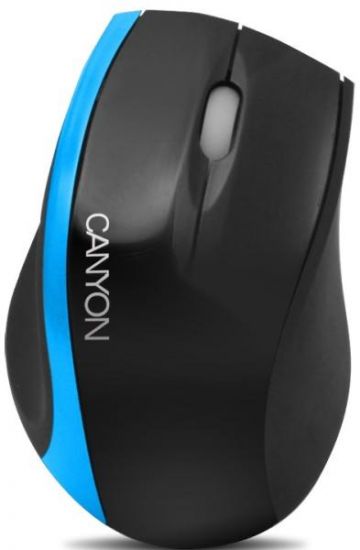 CANYON мышь, цвет - черный/синий, проводная, DPI 1000, 3 кнопки, колесо прокрутки с подсветкой.