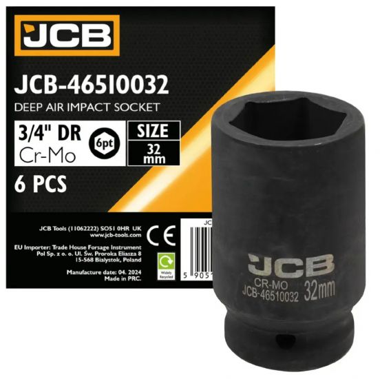 Головка ударная глубокая 3/4", 32мм (6гр.) 59812 JCB-46510032