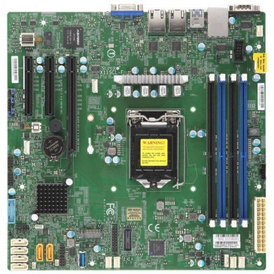 Серверная материнская плата SuperMicro X11SCL-F Single Socket H4 (LGA 1151), 6 SATA3 (6Gbps) ports; RAID 0, 1, 5, 10; 2x 1GbE LAN with Intel i210-AT; 1 PCI-E 3 x8 (in x16), 2 PCI-E 3 x4 (in x8), retail