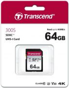 Карта памяти SD 64GB Class 10 U3 Transcend TS64GSDC300S