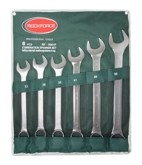 Набор ключей комбинированных 6 предметов(33, 36, 38, 41, 46, 50мм),на полотне ROCKFORCE RF-5061P 17648