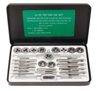 Набор метчиков и плашек метрический 24 предмета  (М5х0.8/0.9, М6х0.75/1, М8х1/1.25, М10х1.25/1.5, М12х1.5/1.75), в металлическом кейсе ROCKFORCE RF-M024-1 10457