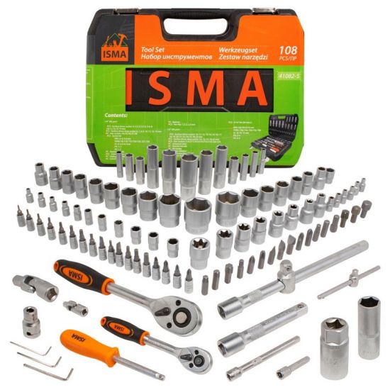 Набор инструментов 108пр.1/4''1/2''(6гр.)(4-32мм) 50775 ISMA-41082-5