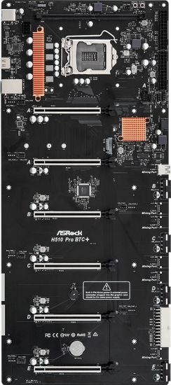 Материнская плата ASRock H510 PRO BTC  LGA1200 1xDDR4, 1xSATA, M.2, 1xMining Port, 6 PCIe 3.0 x16, HDMI, 501x224 mm