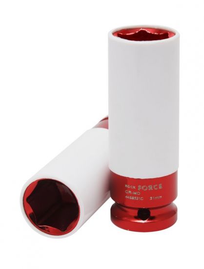 Головка глубокая для литых дисков с защитным кожухом 21мм, 1/2", на пластиковом держателе ROCKFORCE RF-4458521C 3059