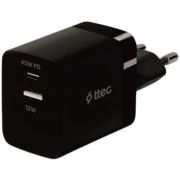 ttec SmartCharger 45W PD Duo Travel Charger  USB-C+USB-A, Black