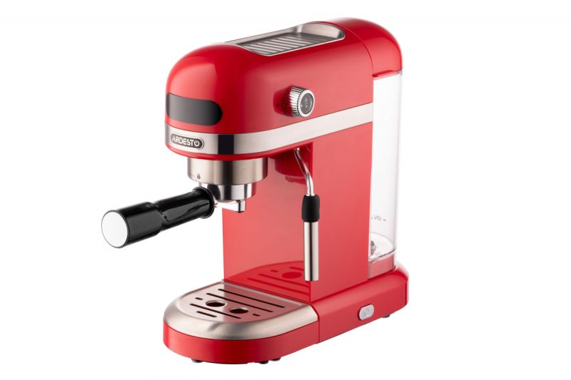 Рожковая кофеварка Ardesto YCM-E1501, 1,4л, молотый, ручной капуч, подогрев чашек, красный