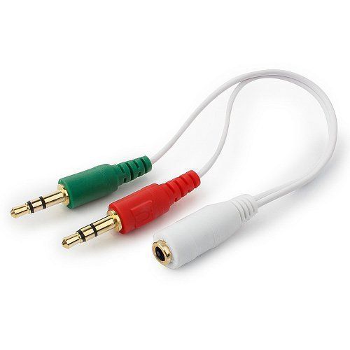 Кабель аудио сигнала Cablexpert CCA-418, джек3.5 нуш (F)   3.5 микр (F)-> джек3.5 4pin (M) белый
