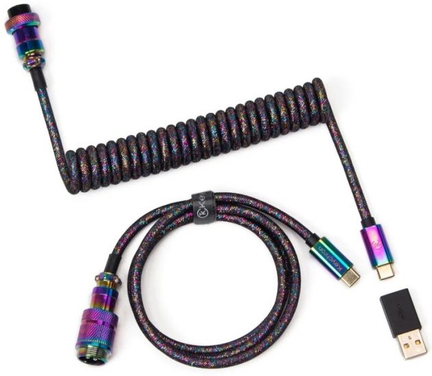 Кабель Type-A/Type-C Keychron Premium Coiled Aviator Cable-Straight Rainbow Palted black