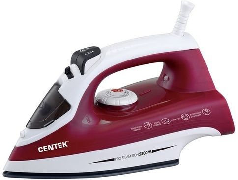 Утюг Centek CT-2349 (красн) 2200Вт, КЕРАМИЧЕСКАЯ подошва, паровой удар, самоочистка, 250мл