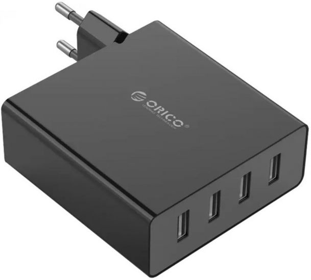 Зарядное устройство ORICO DCW-4U-EU-BK-PRO от сети с USB выходом <4 Port USB, 30W, 75.8*74*30mm>