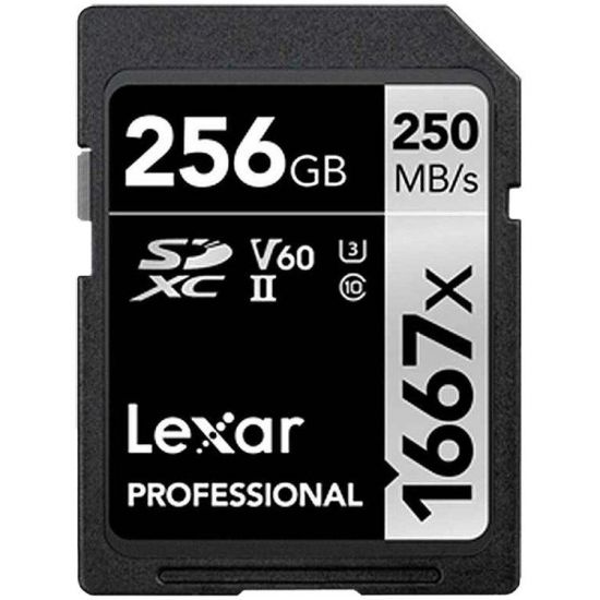 LEXAR 256GB  Professional 1667x SDXC UHS-II cards, up to 250MB/s read 90MB/s write C10 V60 U3
