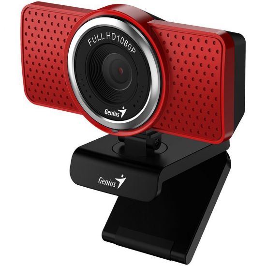 Веб-камера GENIUS ECam 8000, угол обзора 90гр, вращение на 360гр, встроенный микрофон, 1080P полный HD, 30 кадр. в сек, поворотное крепление с возможностью крепления на штатив, ноутбук, LCD и ЭЛТ-монитор, интеракт.панель, True Plug&Play. Цвет: красный
