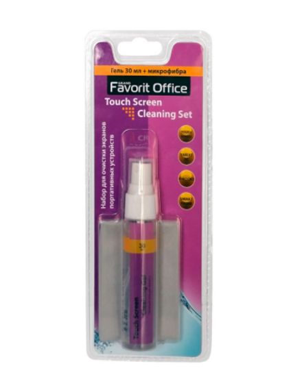 F153311 FAVORIT OFFICE Touch Screen Cleaning Set портативные устройства, гель 30 мл микрофибра 18x18 /