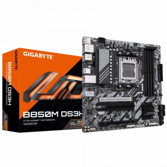 Сист.плата Gigabyte B850M DS3H 1.0, B850, AM5, 4xDDR5, 2xPCI-E x16, M2, SATA, 2xDP, HDMI, BOX