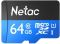 Карта памяти MicroSD 64GB Class 10 U1 Netac P500STN с адаптером SD